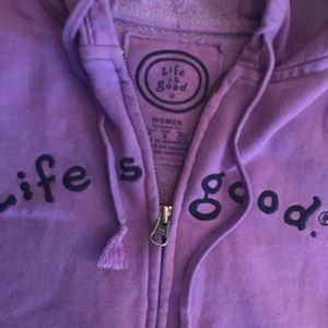 Life’s good purple zip up hoodie gently used